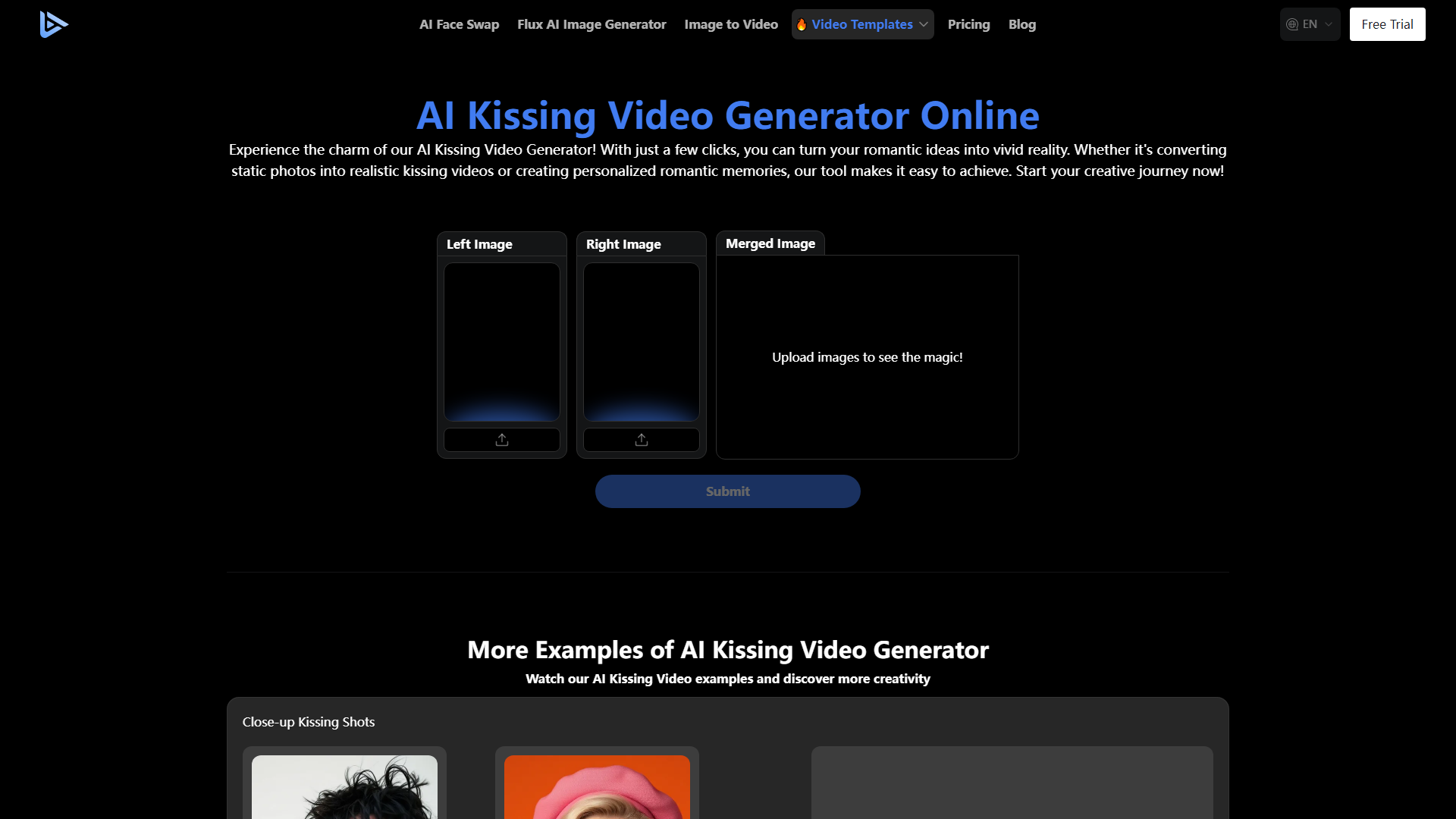 Generador de Videos de Besos AI Gratis - Impulsado por Vidu AI