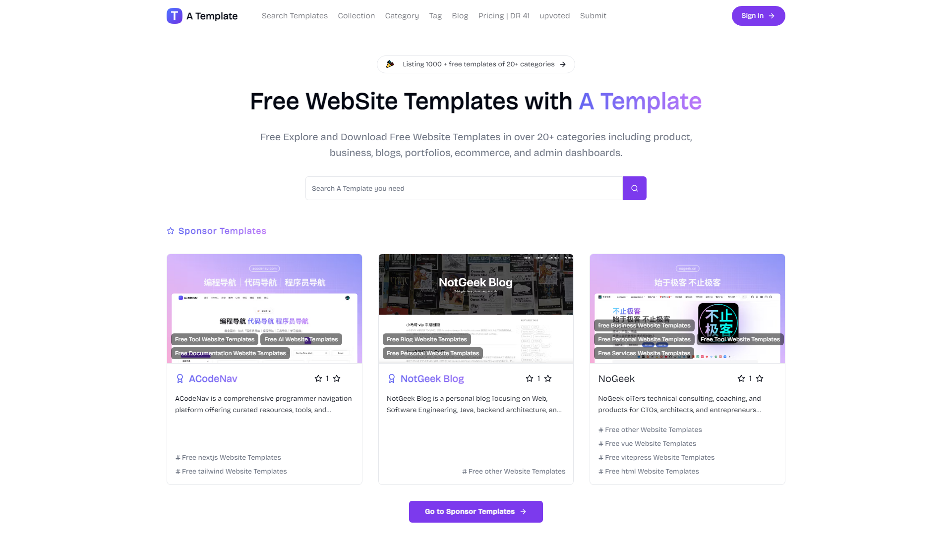 ATemplate | Explorez et partagez des modèles de site web gratuits