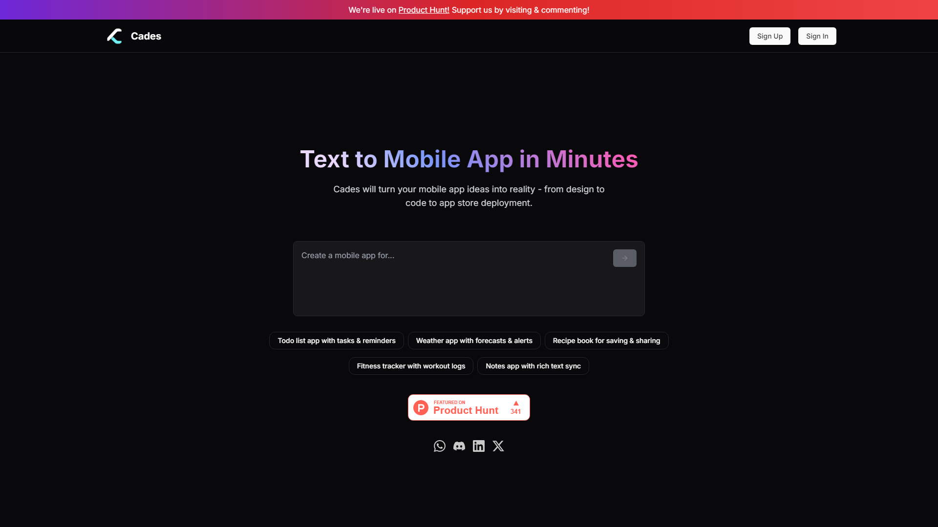 Cades | Text to Mobile App in Minutes