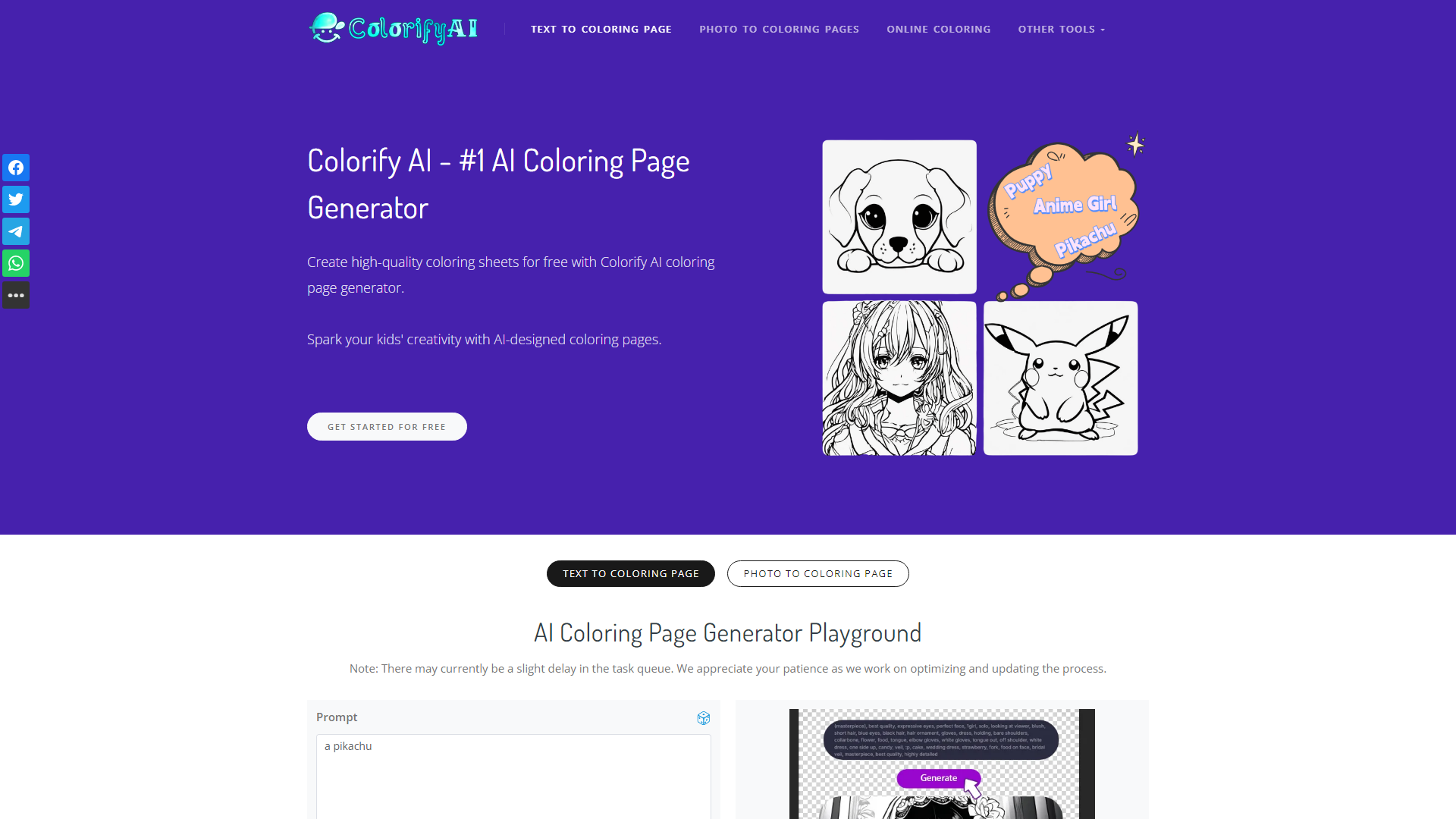 100% Free AI Coloring Page Generator - Colorify AI