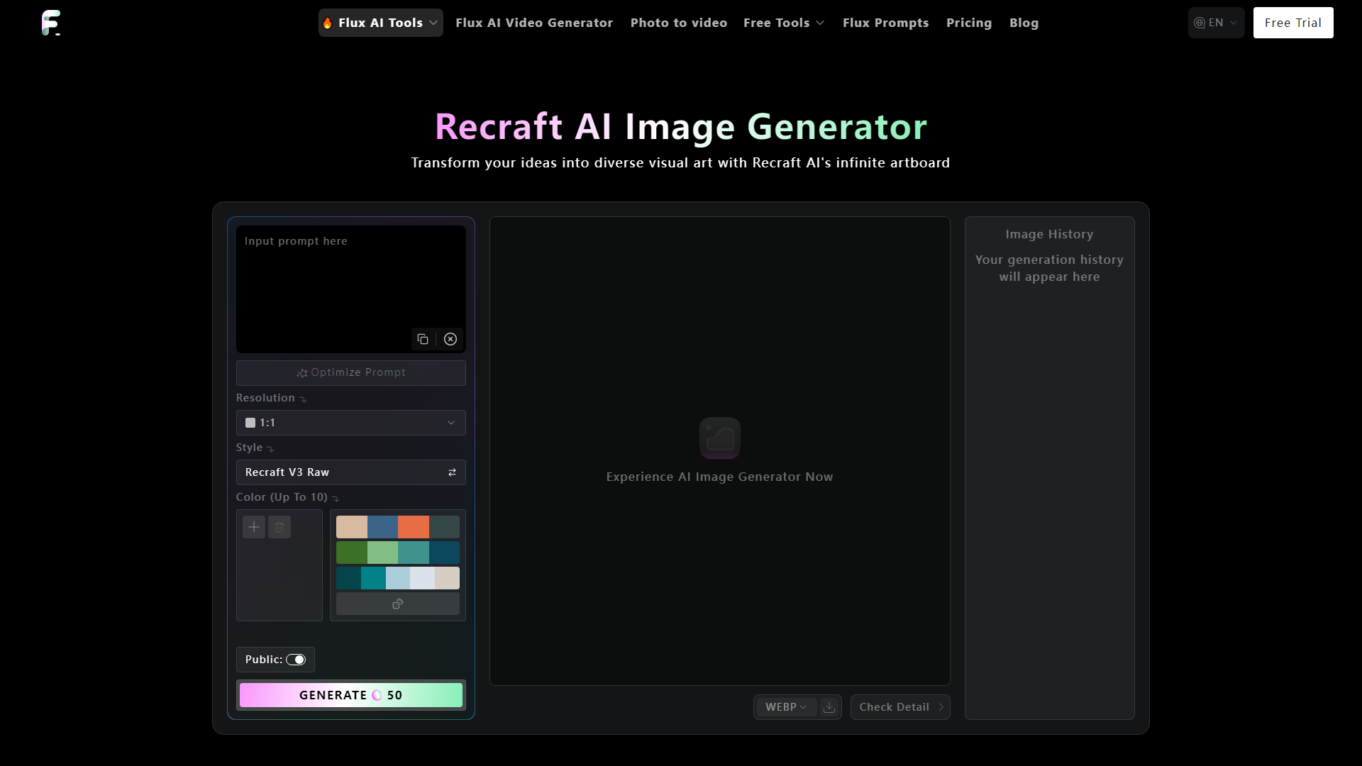 Recraft AI Gerador de Imagens - Gerador de Imagens Avançado Online com Recraft v3