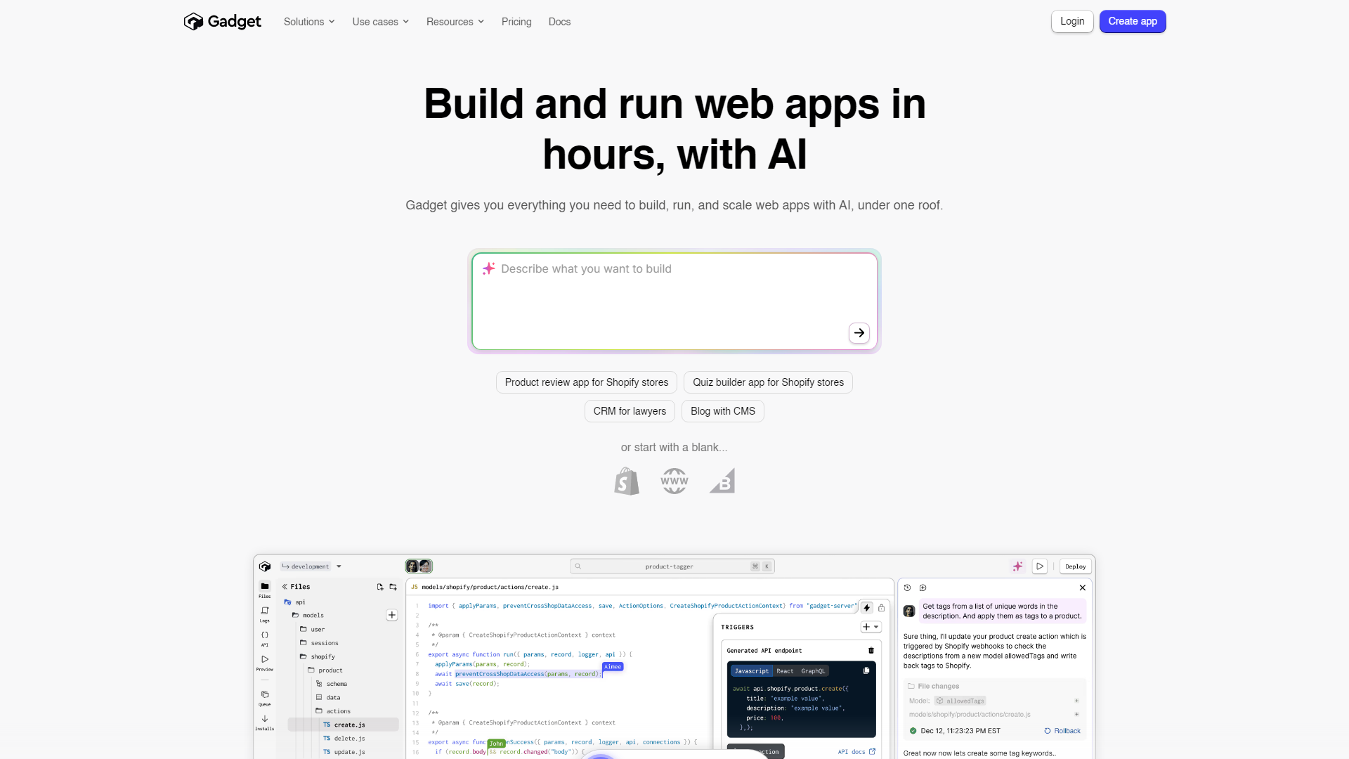 Gadget | Faster full-stack app development