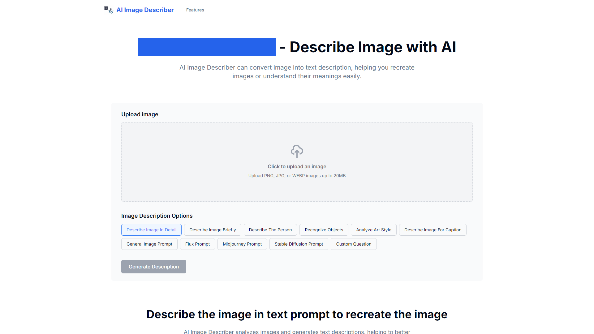 AI Gratuit pour Décrire des Images | Descripteur d'Images AI