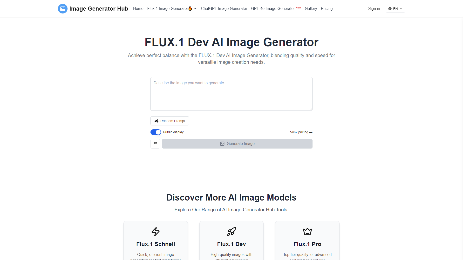 Flux.1 Dev AI Image Generator | Image Generator Hub