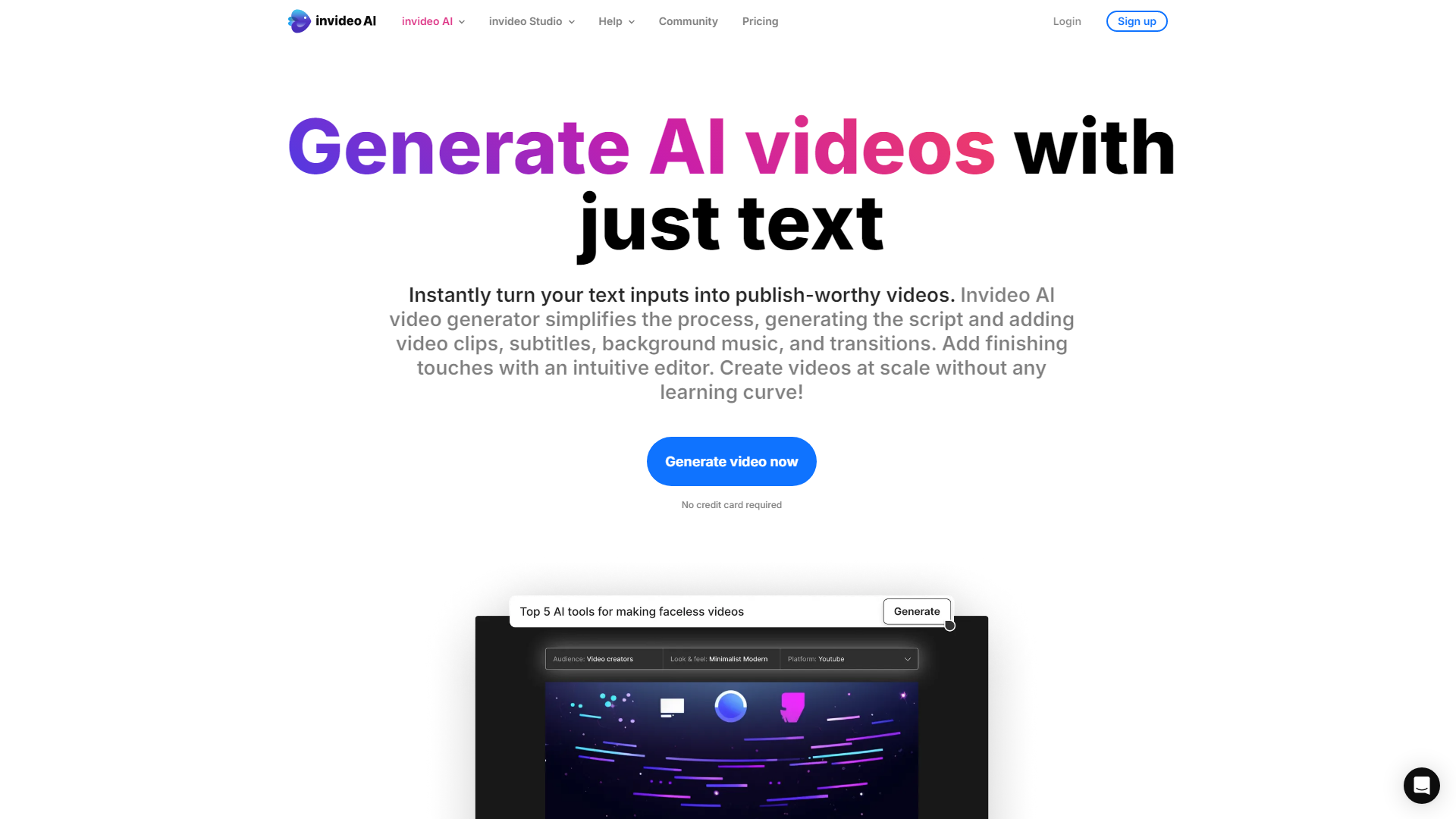 Generatore di Video AI Gratuito | invideo AI