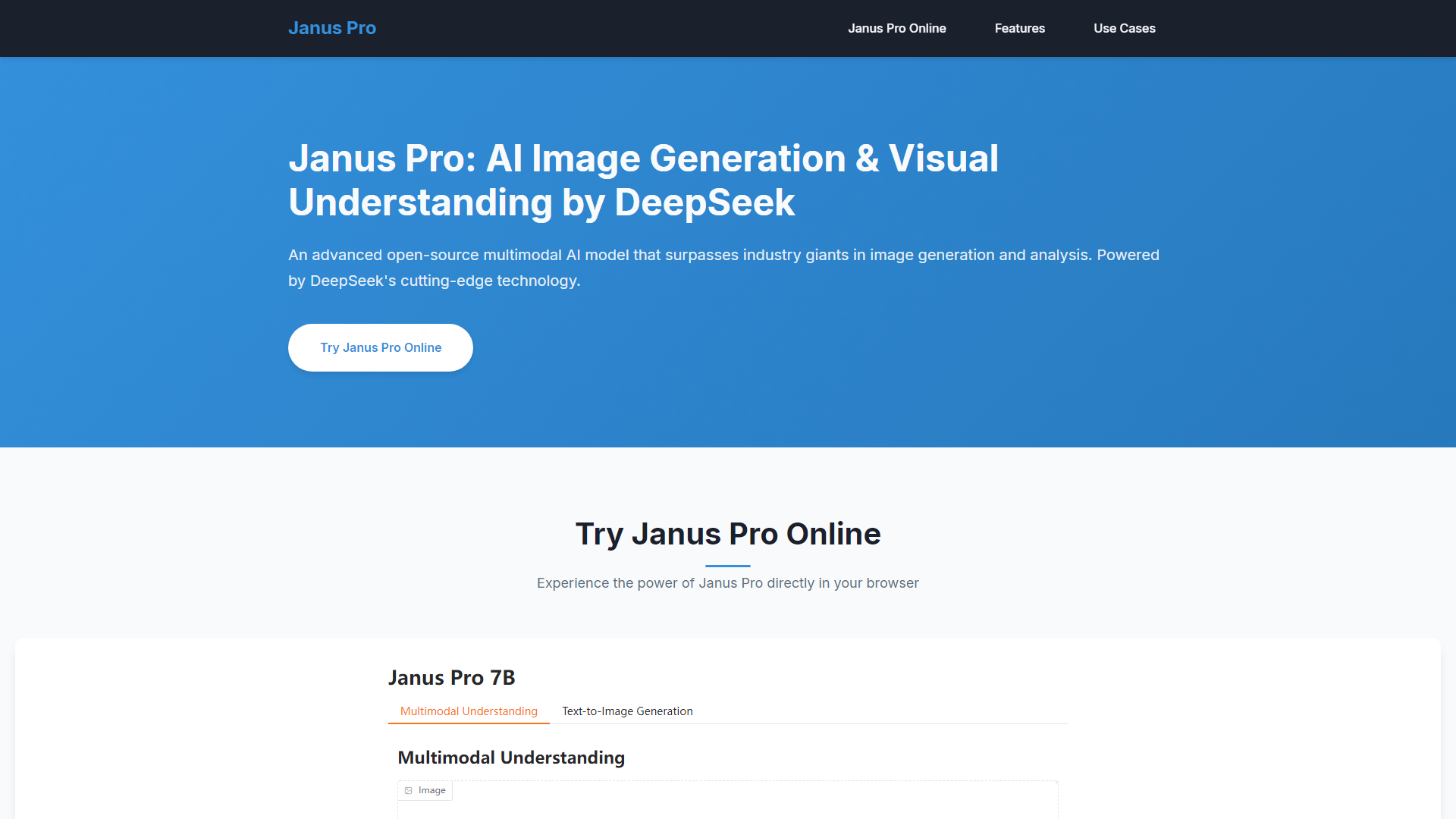 Janus Pro: DeepSeek Janus Pro 7B Gerador de Imagens AI e Compreensão