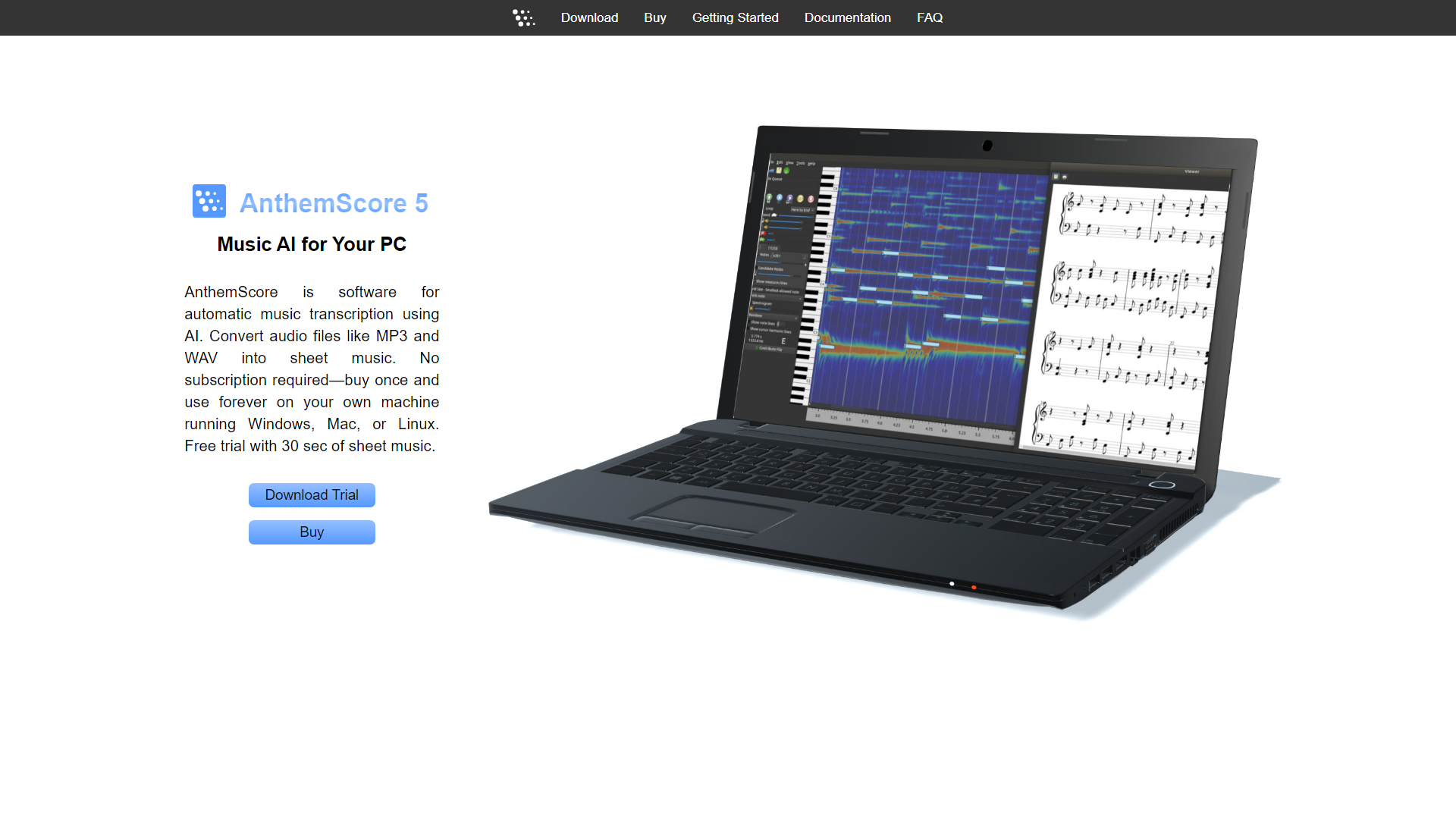 AnthemScore - Automatic Music Transcription Software