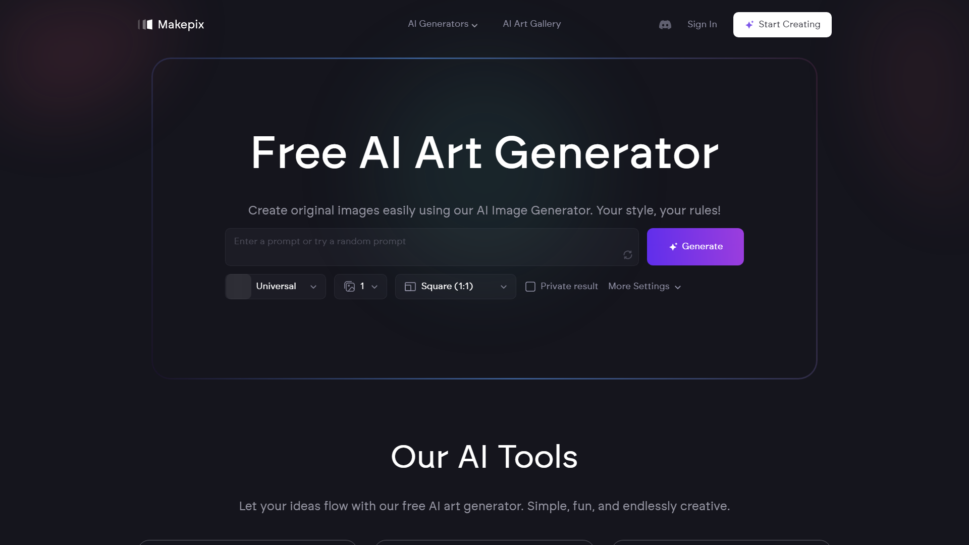 Makepix - Generador de Imágenes AI: ¡Crea Arte AI Gratis!