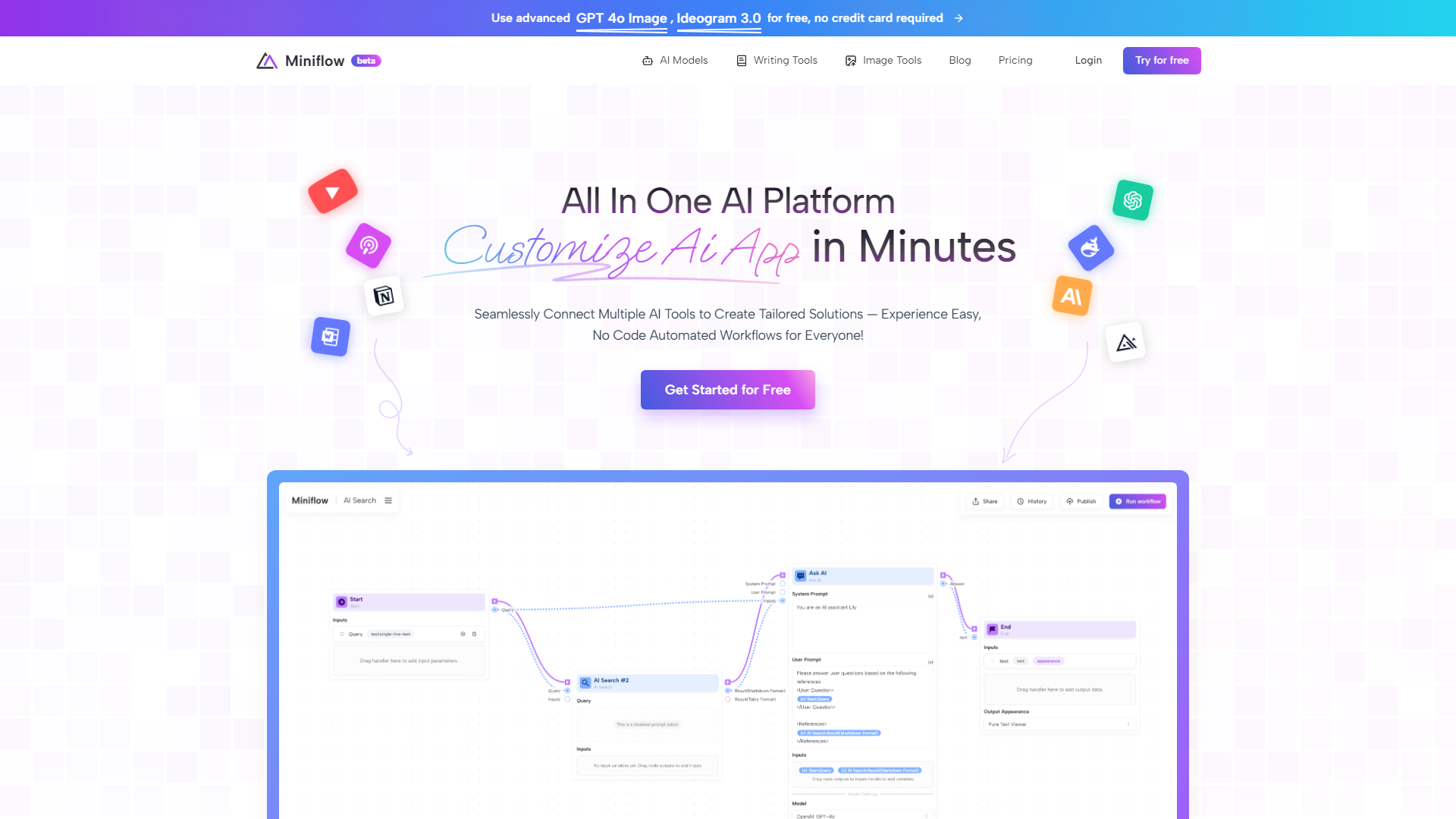 Miniflow - Automazione dei flussi di lavoro AI senza sforzo per tutti!
