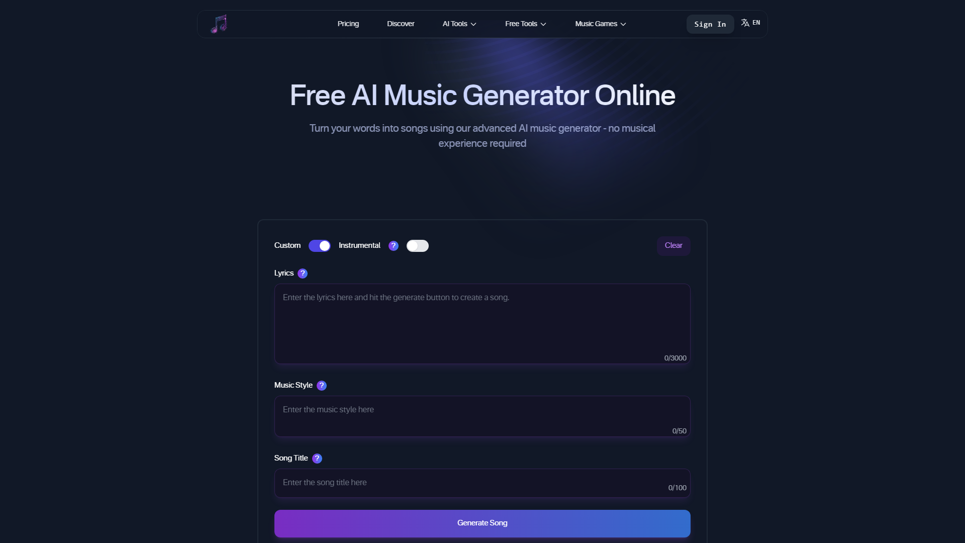 Generador de Música AI Gratis en Línea | Muzix