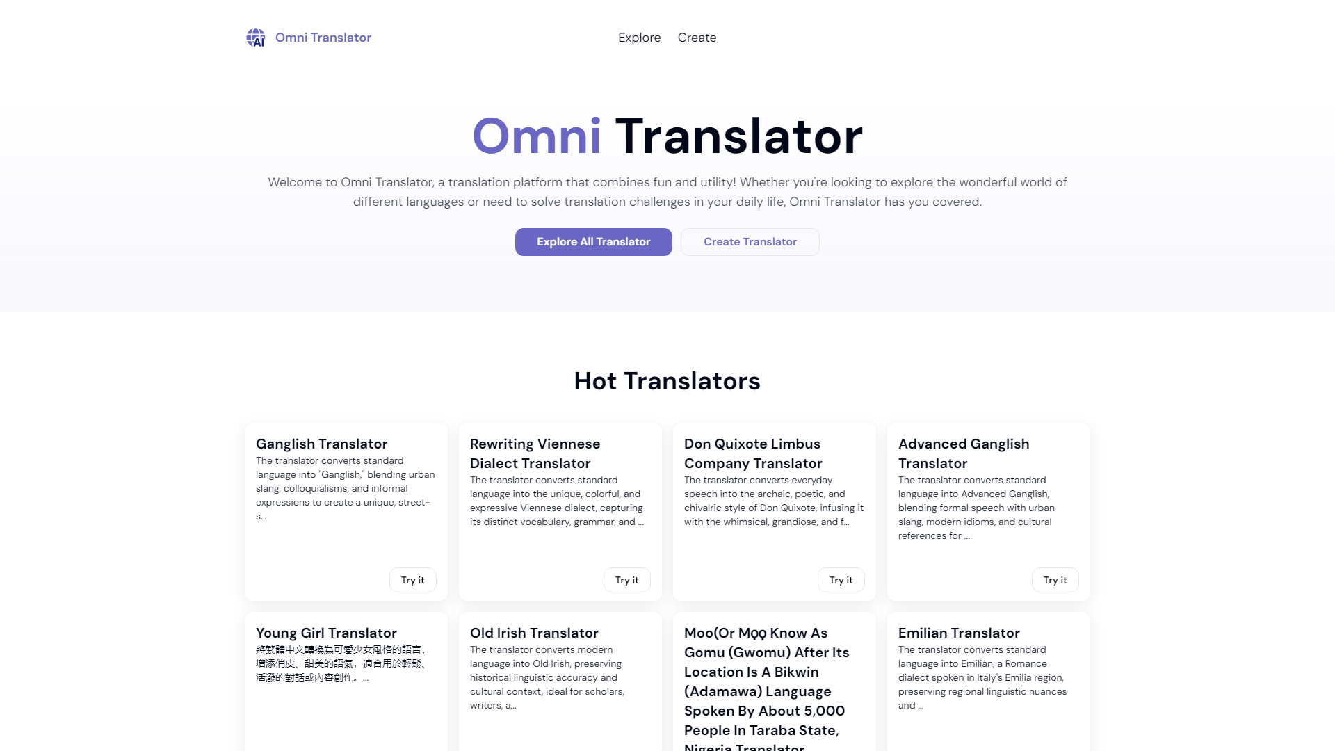 Omni Translator: एआई-संचालित मजेदार और व्यक्तिगत सभी-एक में अनुवादक वेबसाइट