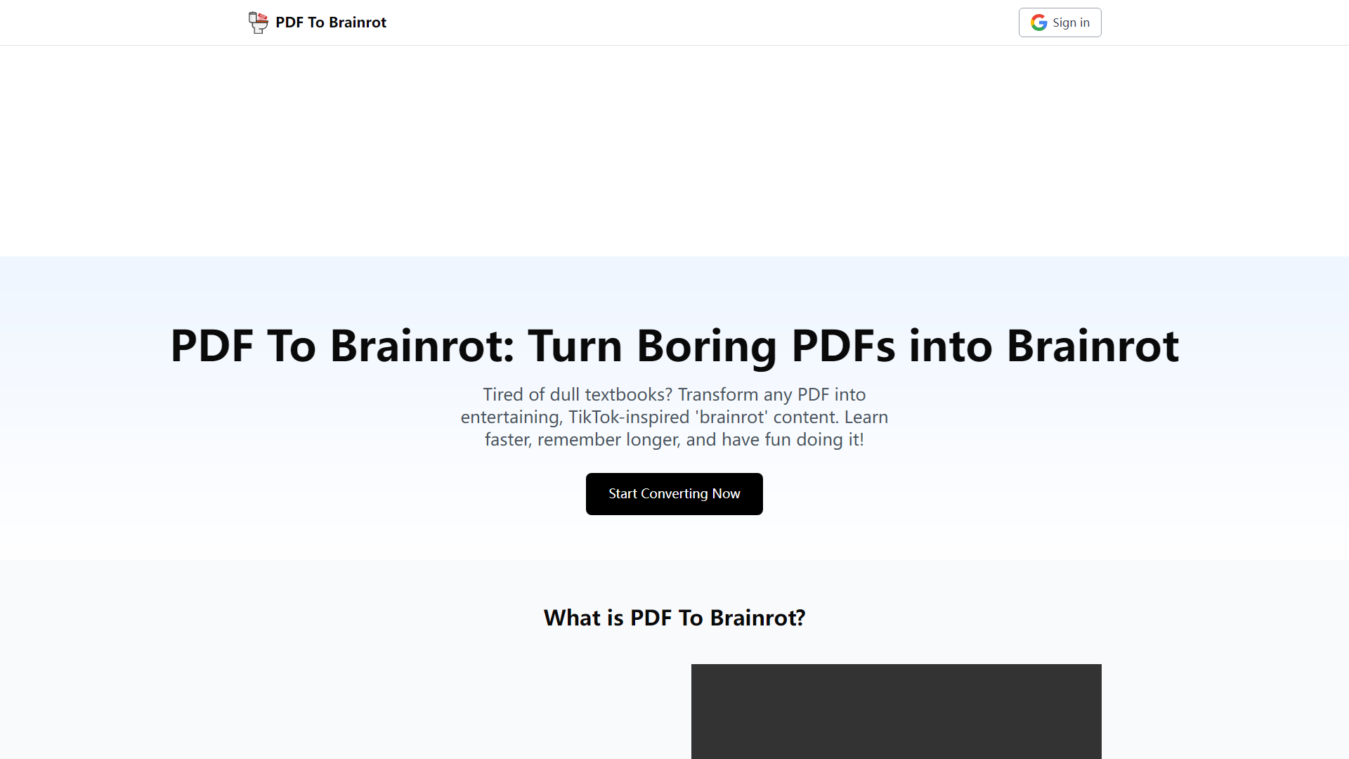 PDF a Brainrot AI: Trasforma PDF noiosi in video Brainrot