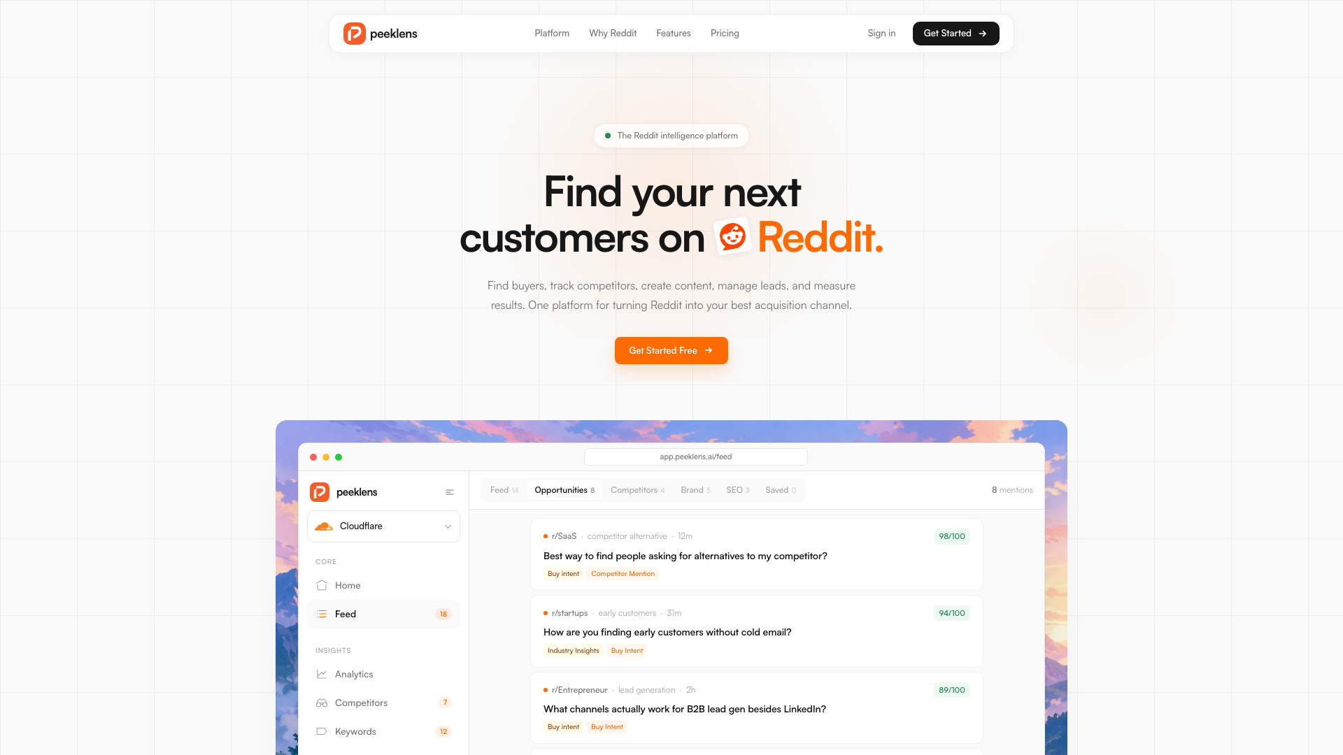 Peeklens - Reddit Lead Generation & Social Listening