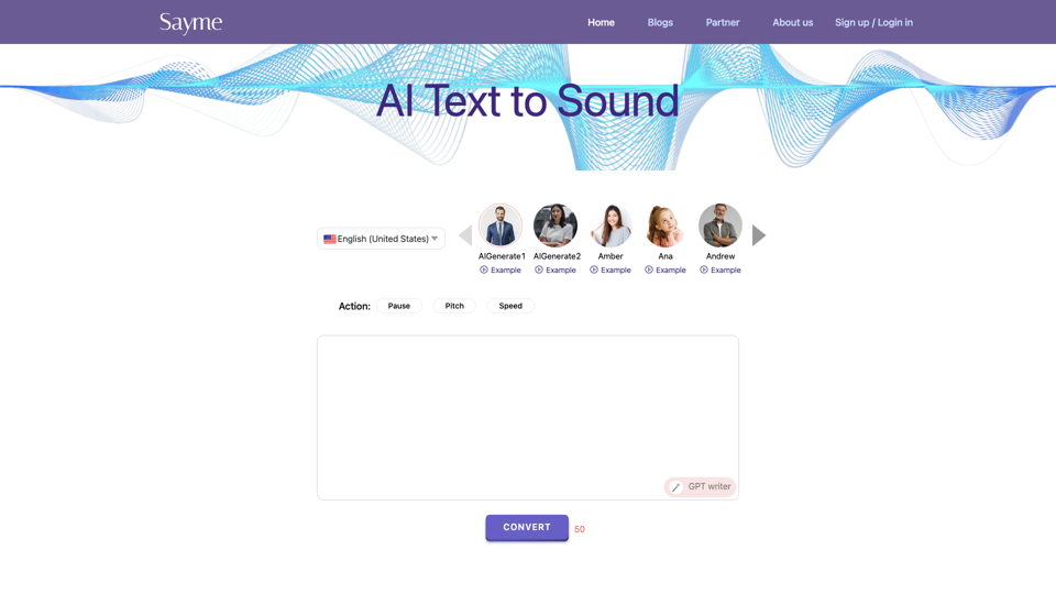 Sayme Text to Speech - AI Voice Generator with lifelike emotion