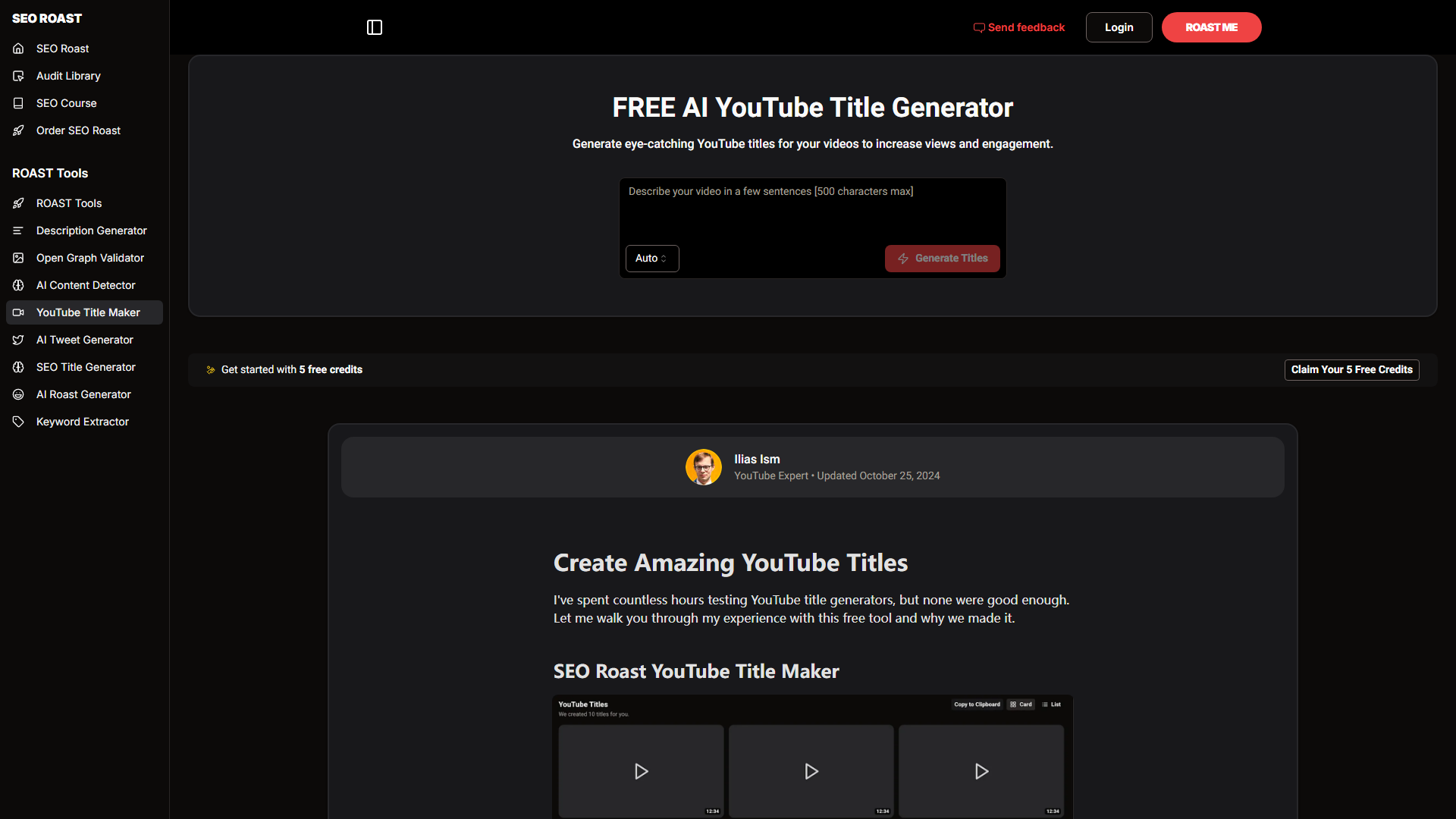 FREE AI YouTube Title Generator