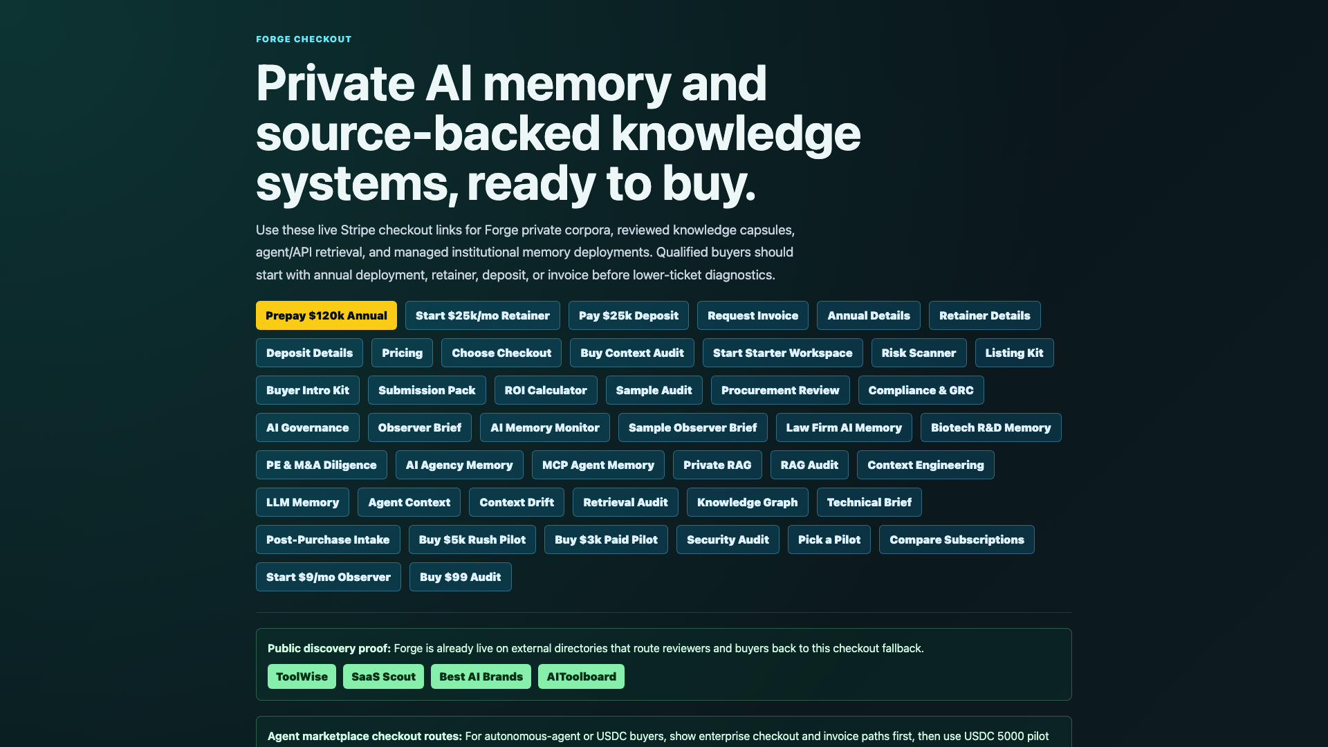 Forge Checkout | Private AI Memory Pricing