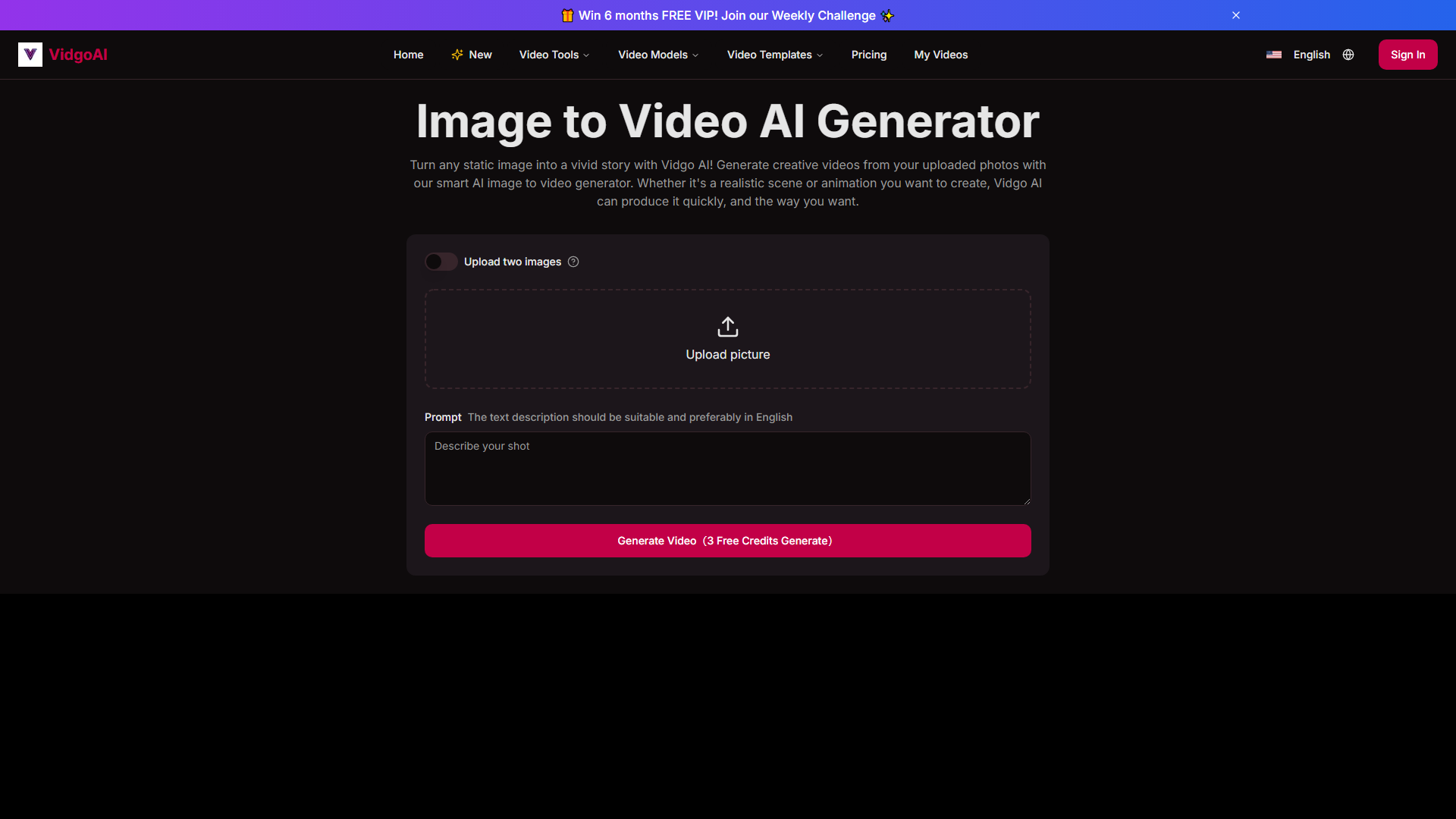 Bild-zu-Video KI-Generator: Fotos kostenlos in Videos umwandeln | Vidgo KI