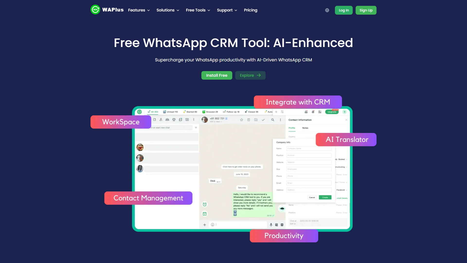 WAPlus - मुफ्त WhatsApp CRM एक्सटेंशन