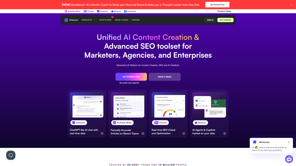 Writesonic - Escritor de Contenido AI, Kit de Herramientas SEO AI y Chatbots AI