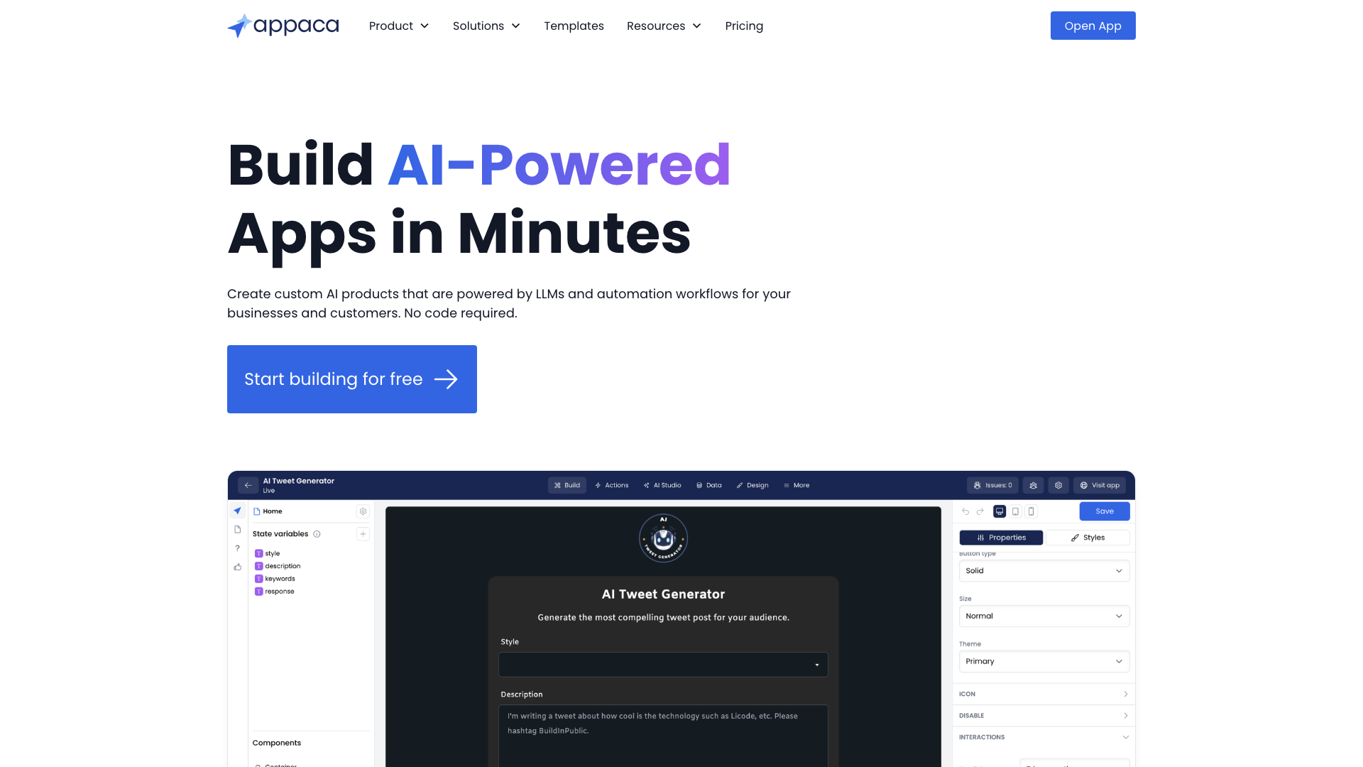 Appaca | Build and Ship your AI-powered Apps in Minutes