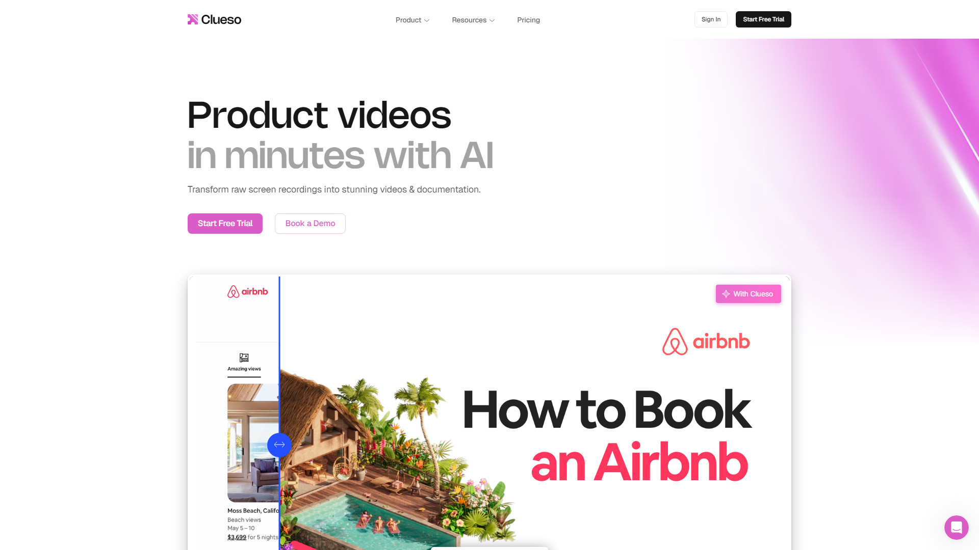Create incredible product videos, documentation, and more – in minutes, with AI.