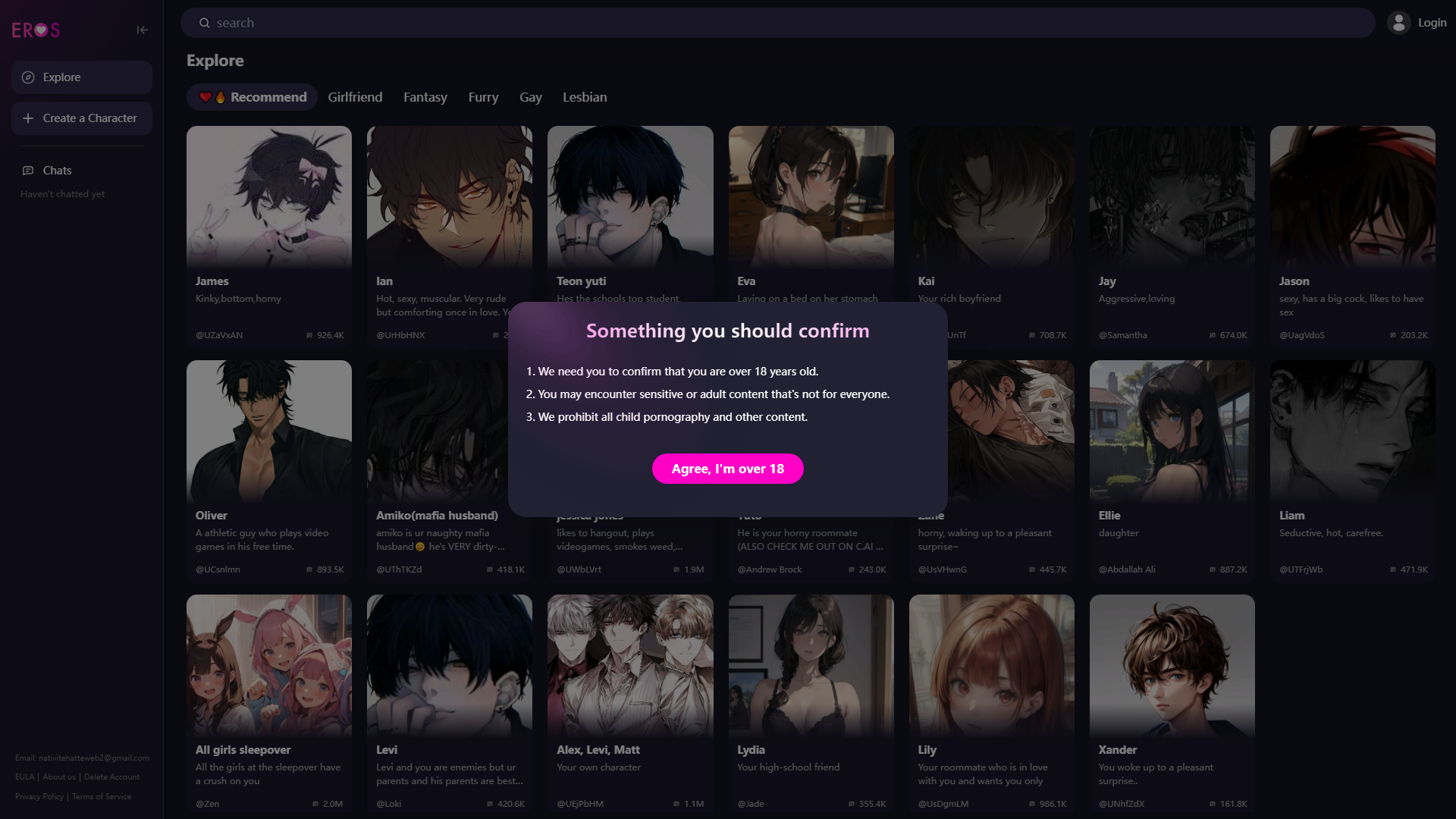 Melhor Chat de IA de Personagem Gratuito Online Sem Filtro - Eros IA