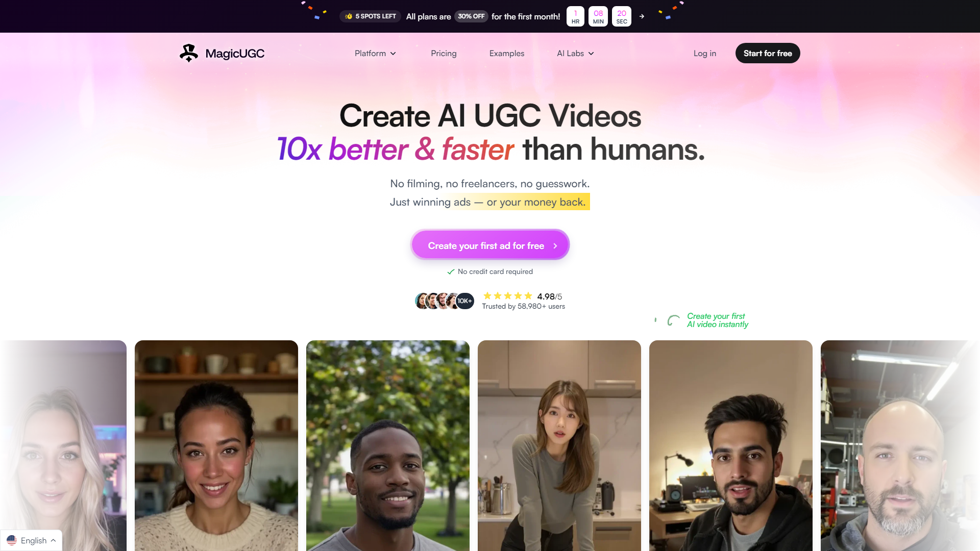 MagicUGC – 使用 AI 創建 UGC 影片和廣告，實現 10 倍效果