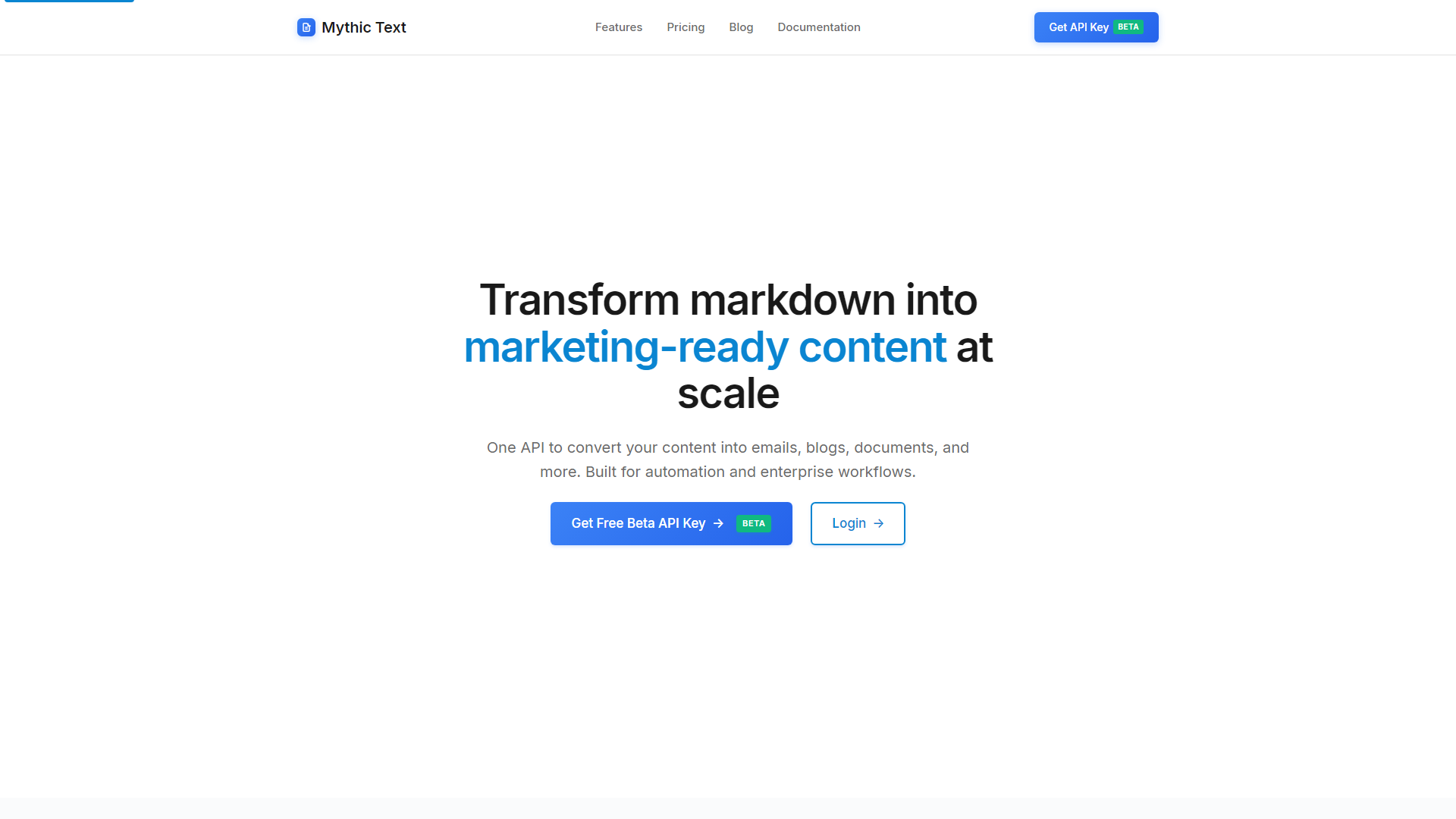 Mythic Text - Transform markdown into marketing-ready content at scale