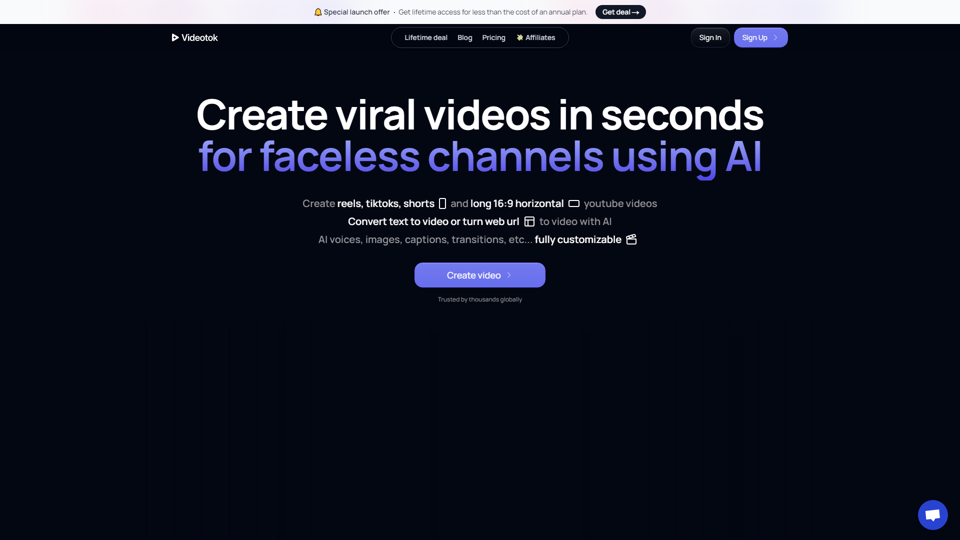 Videotok - Create faceless videos with AI