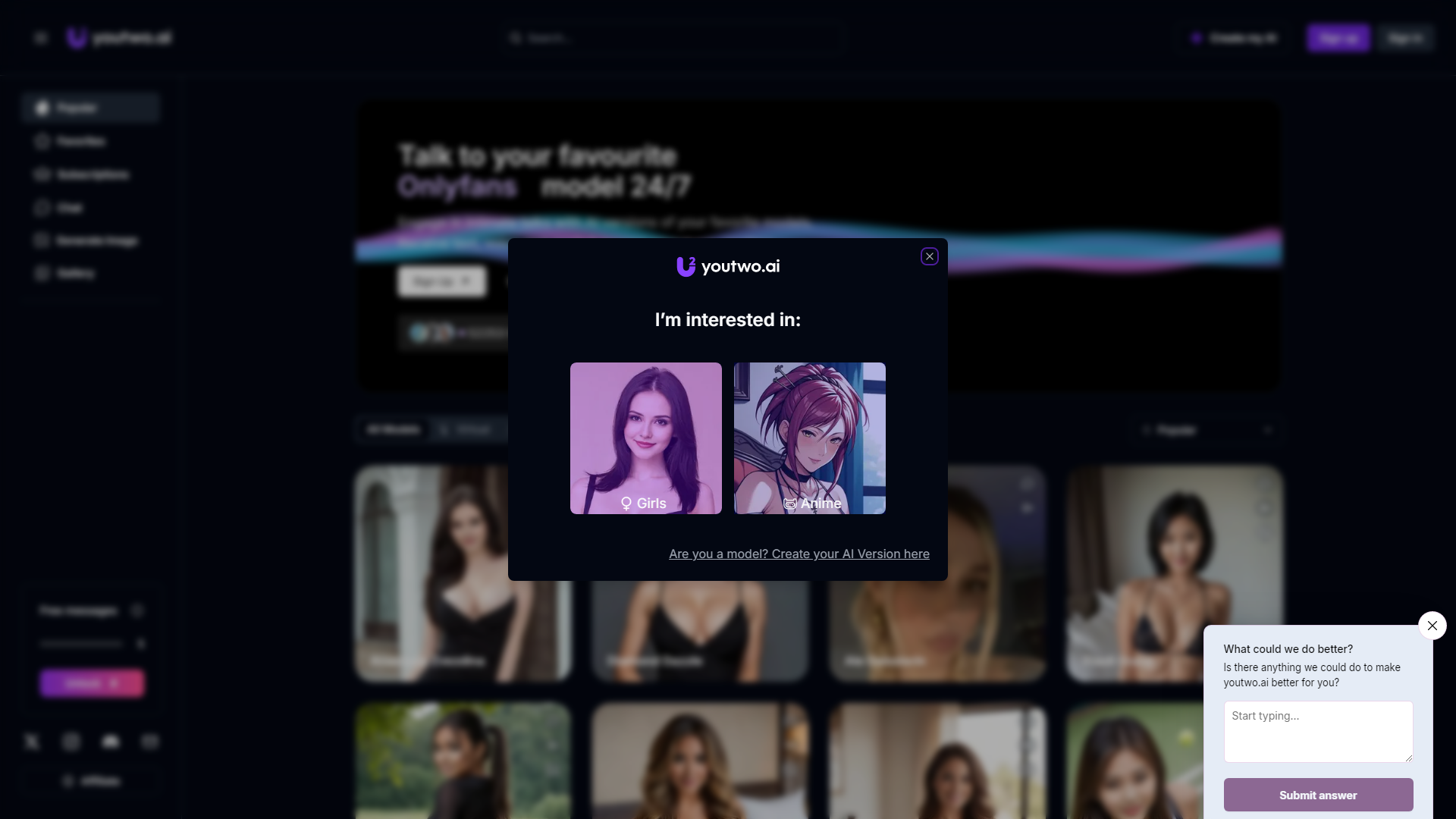 Youtwo.ai - NSFW AI Chat With Your Favorite Models